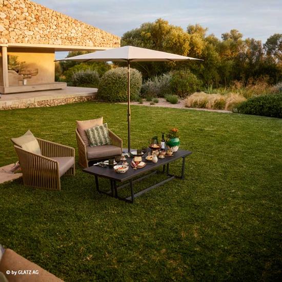 GLATZ-VITA Torna Parasol inclinable 240x240 - Tissu cat.4 - Structure Gris soie