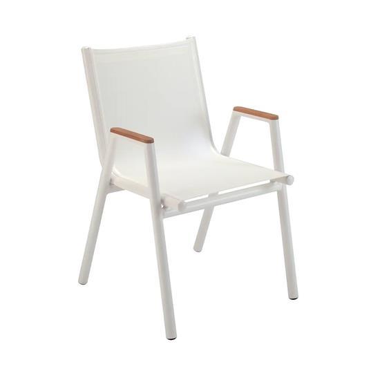 VLAEMYNCK PILOTIS Fauteuils repas struct.alu &amp; toile batyline &amp; accoudoirs teck