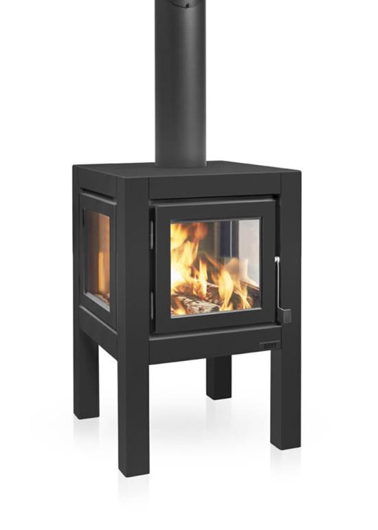 RB73 QUARUBA L Chemin&#233;e d&#39;ext&#233;rieur 4 parois vitr&#233;es &amp; 4 pieds col.RAINHOOD BLACK