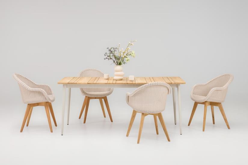 VINCENT SHEPPARD MAX Table repas 180X90cm col.DUNE WHITE&amp;Plateau TECK