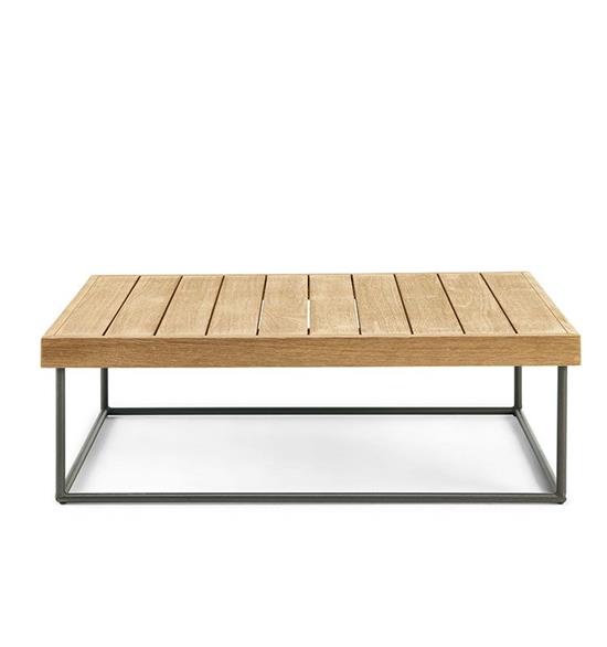 ETHIMO ALLAPERTO NAUTIC Table basse carr&#233;e 100x70cm Teck&amp;M&#233;tal